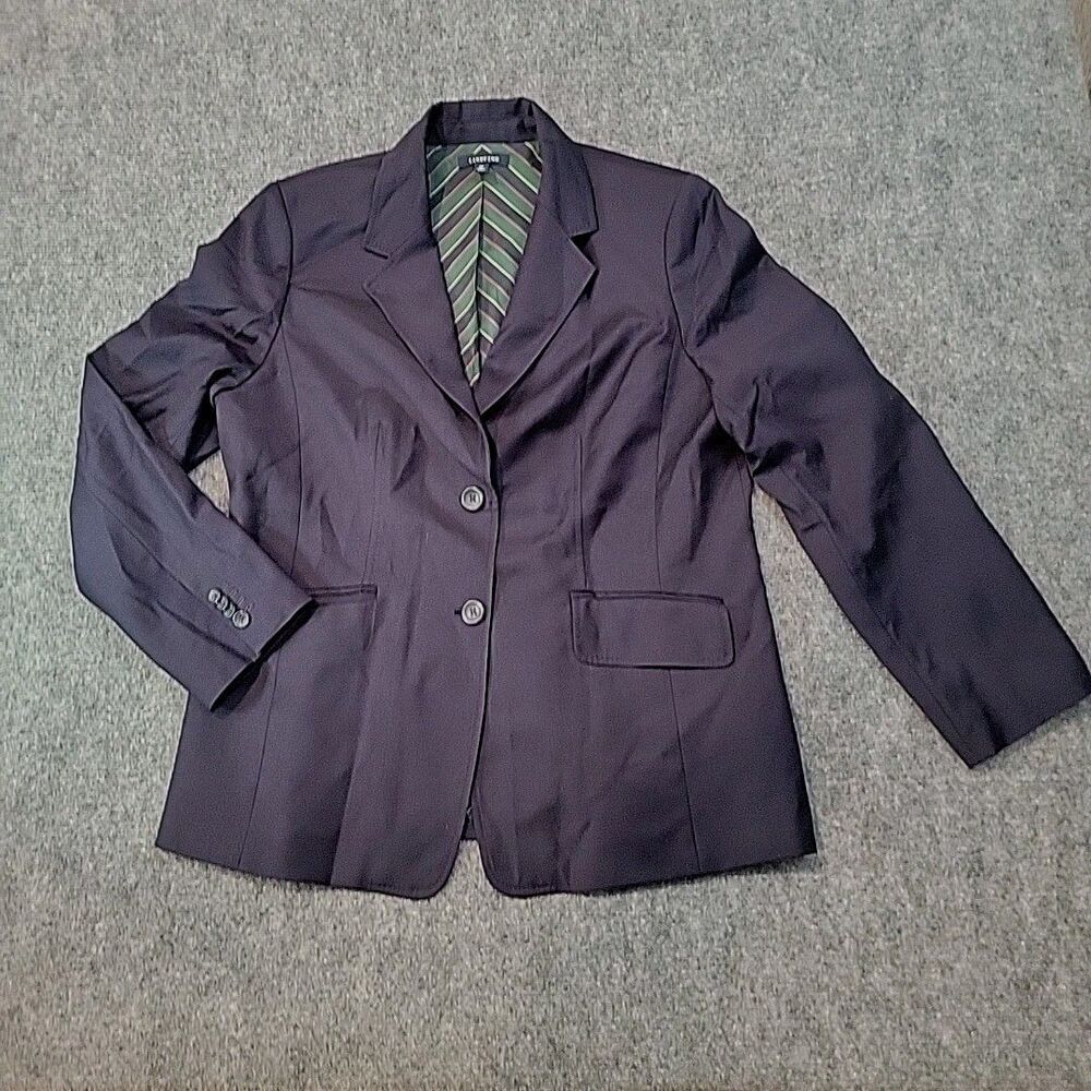 Lands End Woman's Navy Blue Blazer Size 16 Preppy Professional